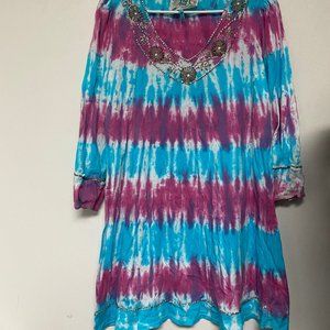 Fuschia and blue summer dress